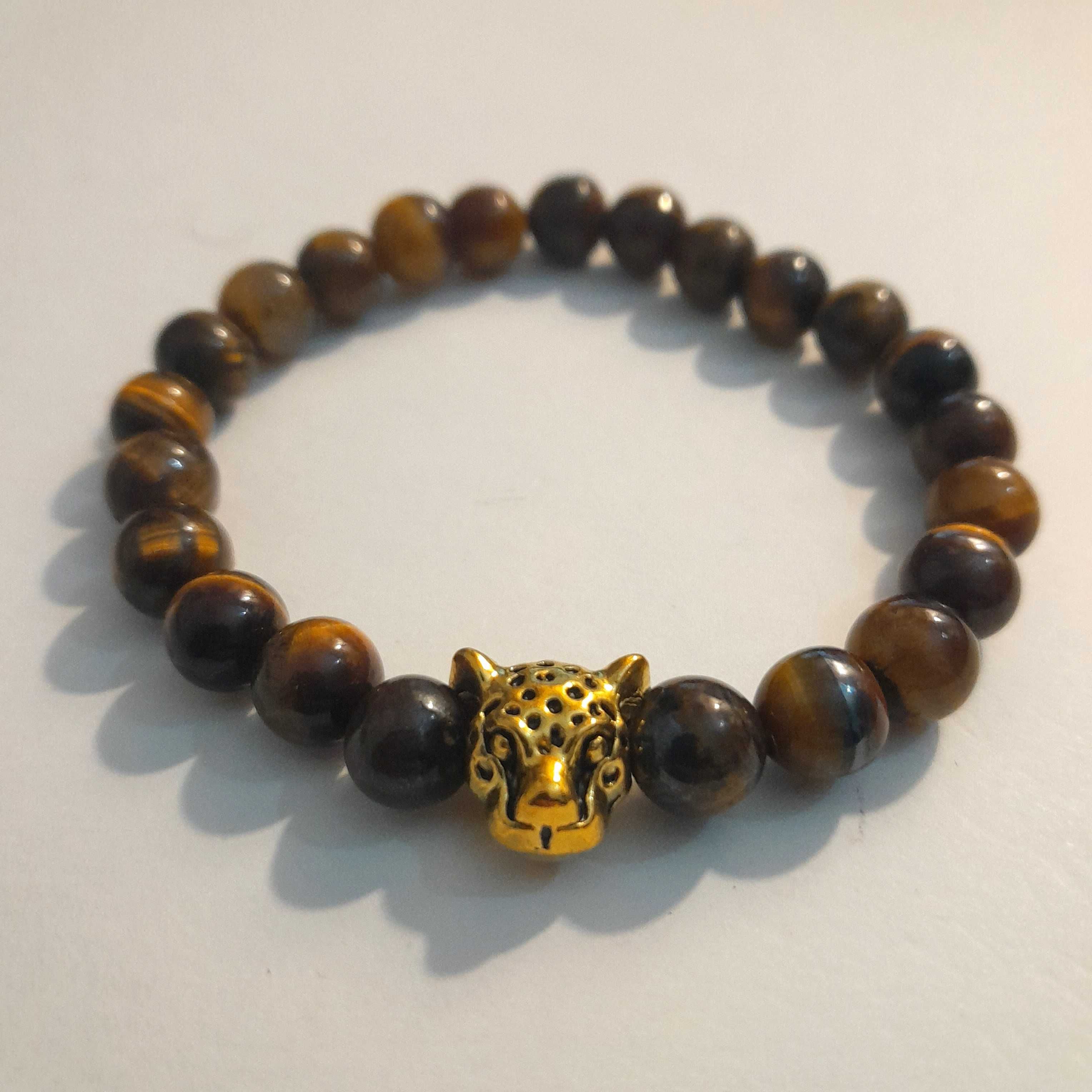 Pulseiras de pedras semipreciosas com coruja e tigre