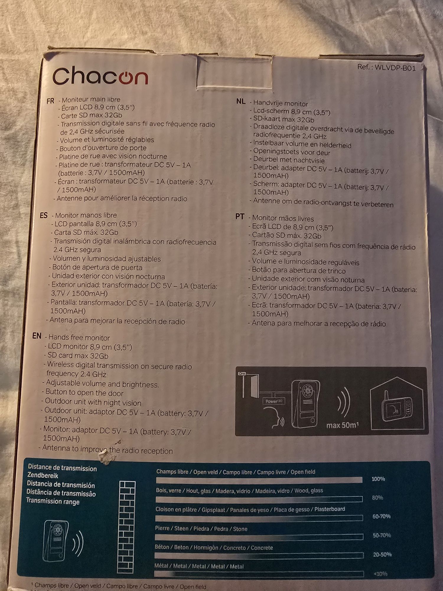 Chacon vídeo porteiro sem fios novo selado