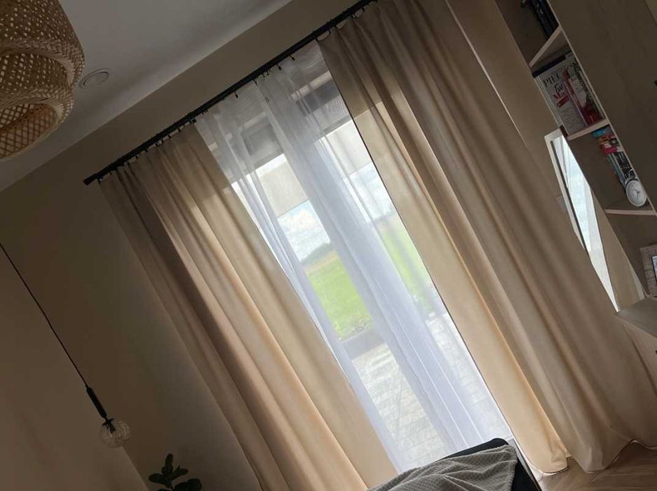 Zasłony beżowe beż jasne zwiewne na okno dom wystrój 140 x 250