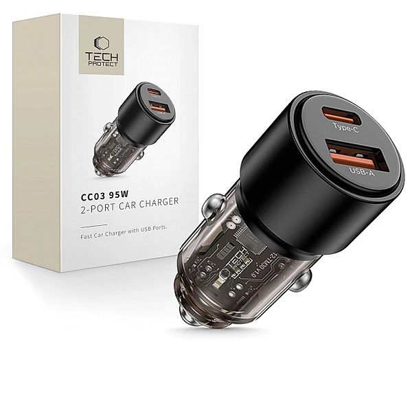 Tech-Protect Cc03/2-Port Car Charger Pd95W/Qc3.0 Black