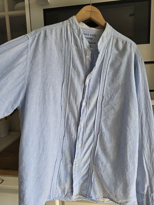 Koszula męska lniana w paski XL bawełna len