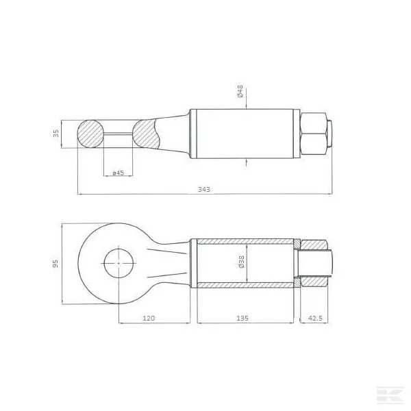 zaczep obrotowy 4 tony fi 45 mm ucho zaczepu ucho dyszla