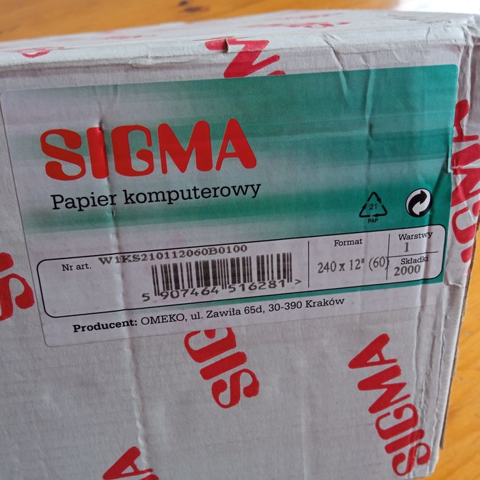 Papier komputerowy do drukarki igłowej