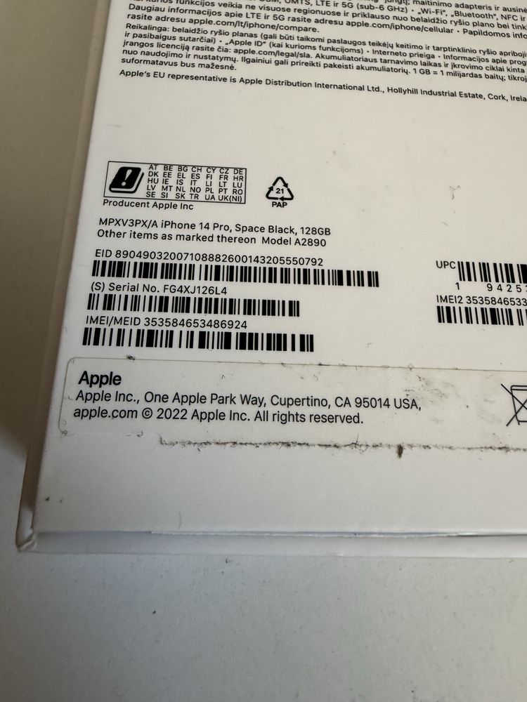 iPhone 14 Pro 128gb Black Stan Idealny Oryginalna Bateria 92%