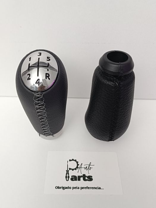 Manete de velocidades Renault 5V em pele tampa Cromada costura Cinza