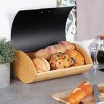 Chlebak drewniany metalowy czarny 35,5x24,5x15,5 cm