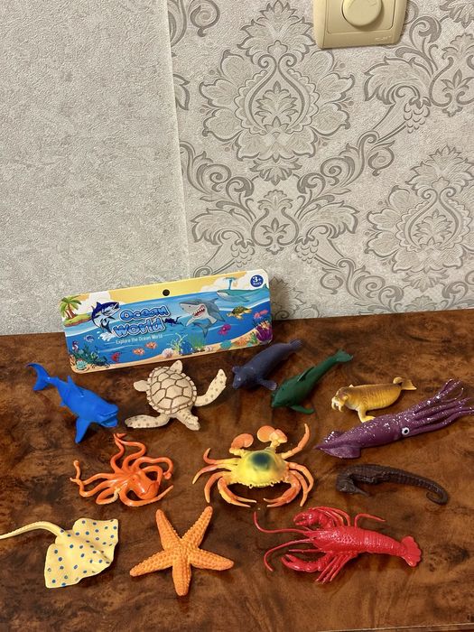 Набір морьких тварин . Фігурки жителів моря та океану