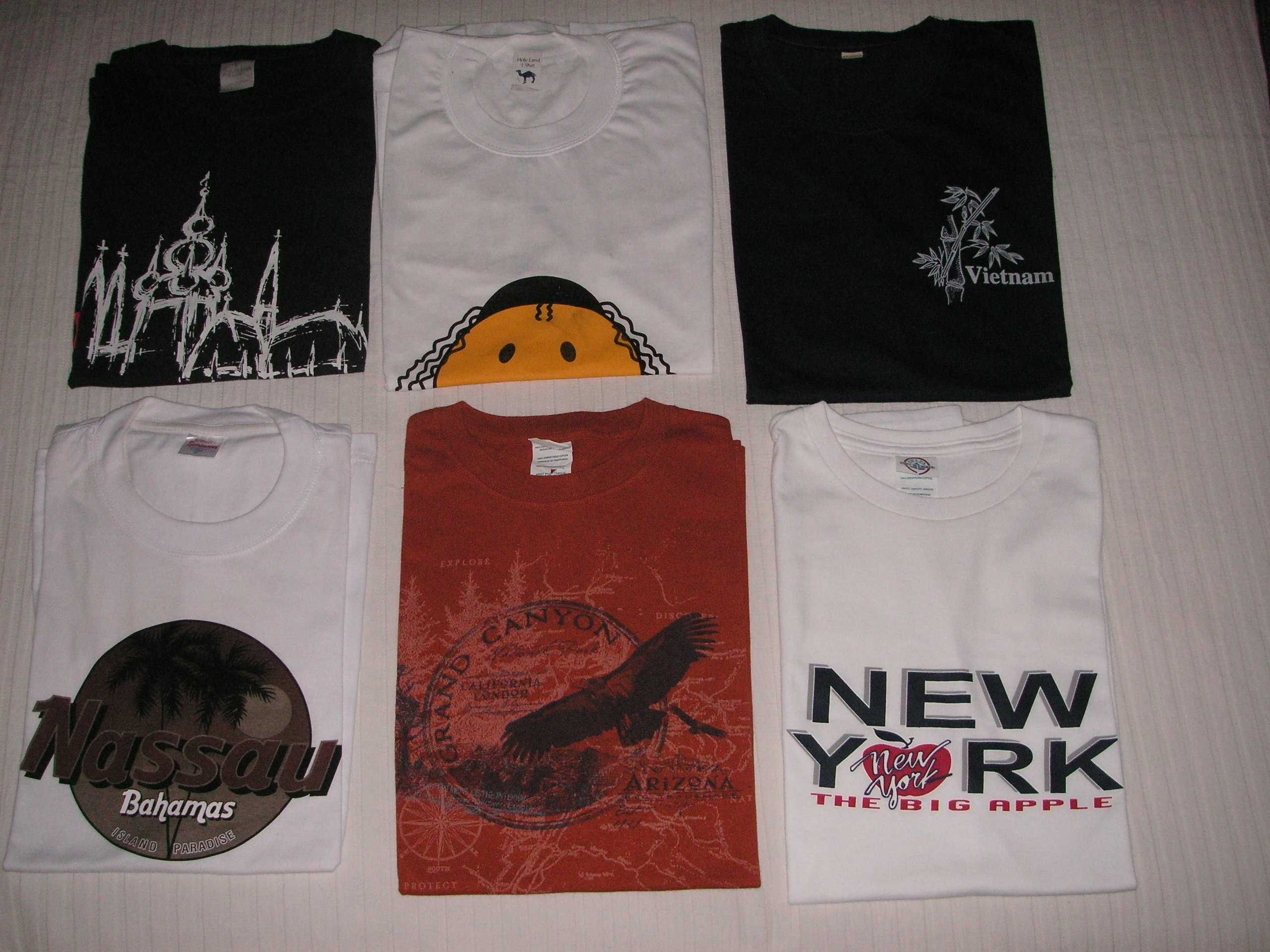 T Shirts Países Bahamas, Grand Canyon, New York, Praga, Jerusalém, Vie