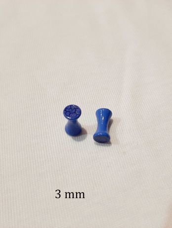 Tunel plug piercing, akryl 3 mm niebieski