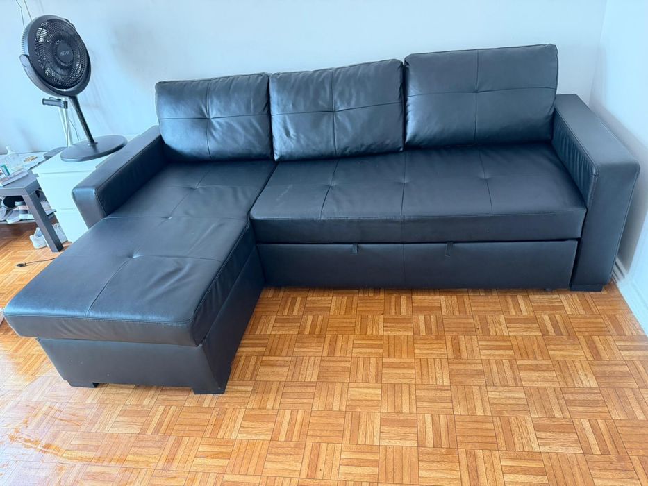 Sofá chaise longo preto