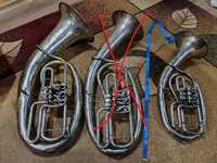 Музыкальная труба, туба, валторна с чехлом. Музыкальные инструменты