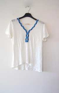 biala aztecka bluzka w serek w azteckie wzory bialy t-shirt 40 L V 38