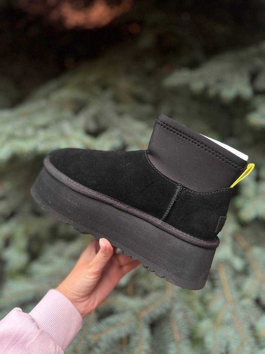 Женские угги, уггі оригінал UGG Classic Mini Dipper чорні/cірі, рижі
