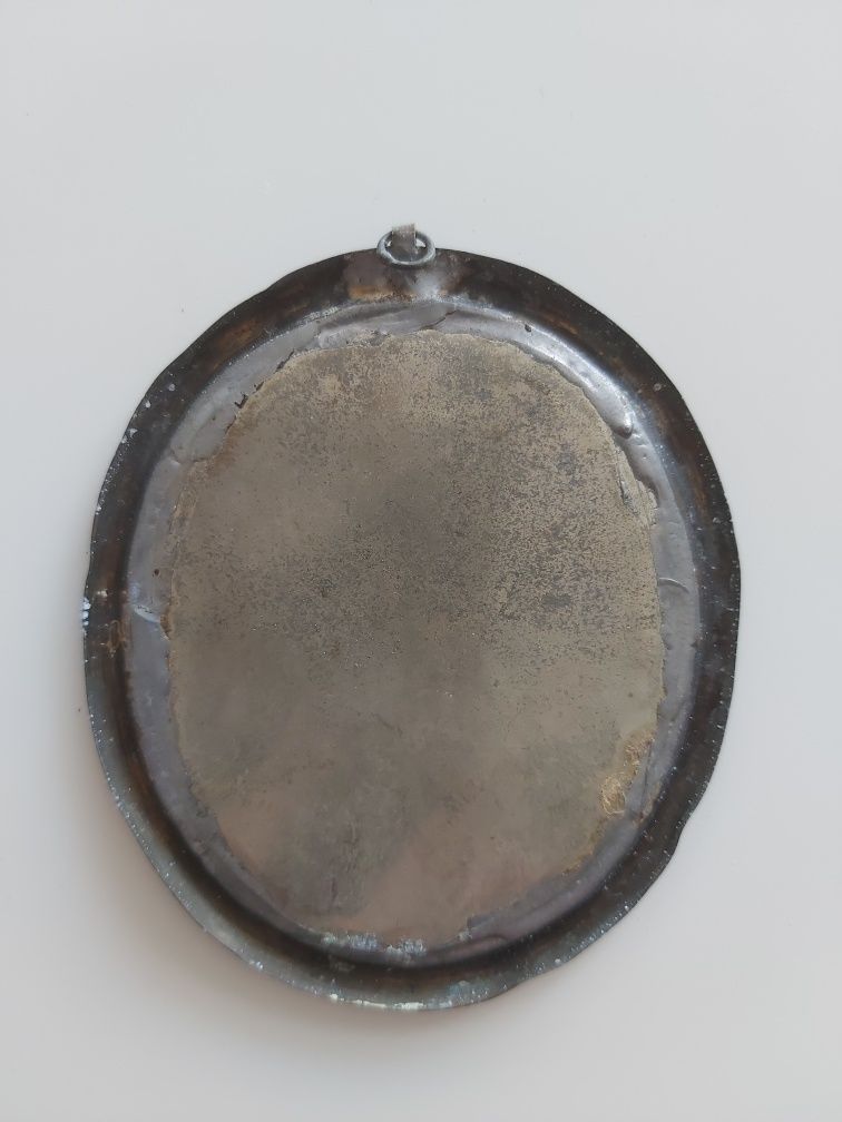 Stary obrazek w ramce do powieszenia okrągły medalion kobieta 2 szt