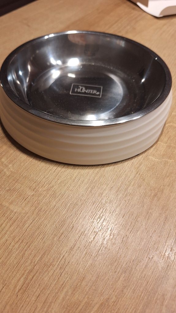 Hunter 2 miski dla psa kota 13 cm, 150 ml biale