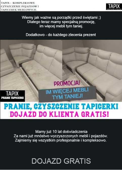 PROMO! od -25% do -75% taniej. Pranie tapicerki meblowej Dojazd gratis