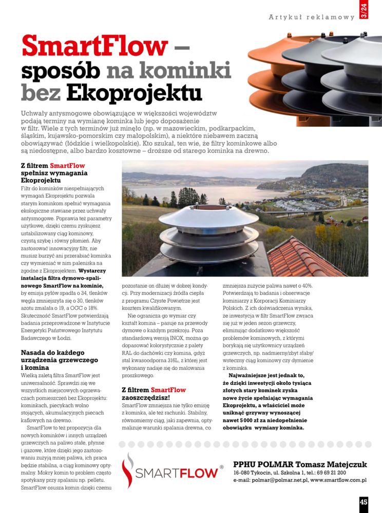 Filtr komiowy, filtr do kominka zgodny z ekoprojektem, RCK SmartFlow