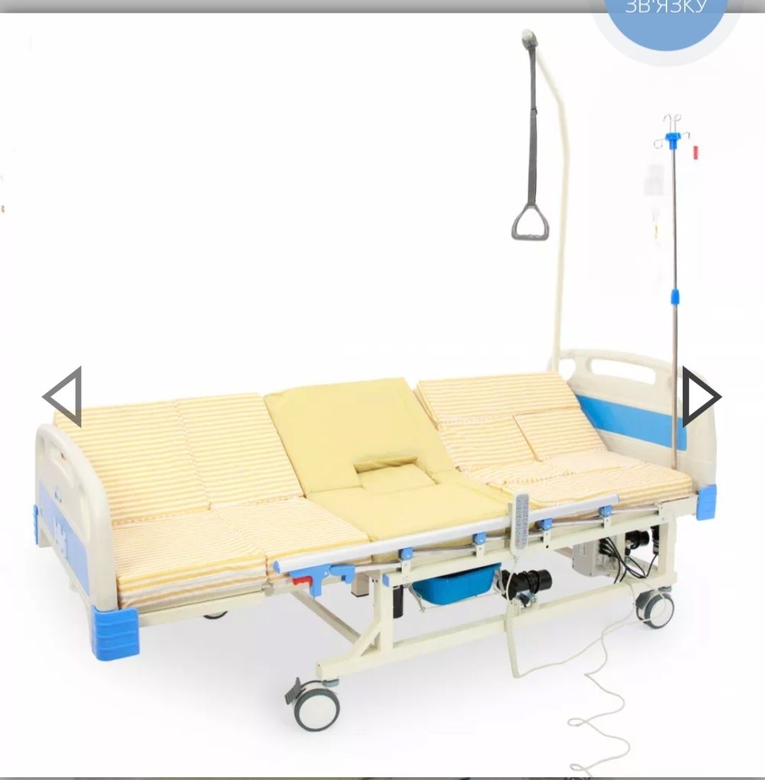 Медичне ліжко єлектро+ механіка з туалетом з боковим переворотом