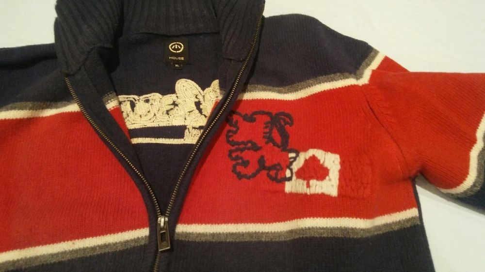 Sweter męski House Xl 80% wełna stylowy ciepły rozpinany kolory