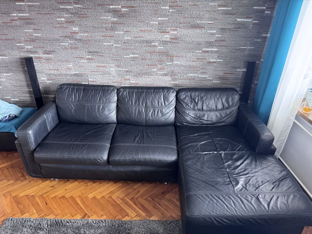 Sofa ,narożnik skorzany czarny