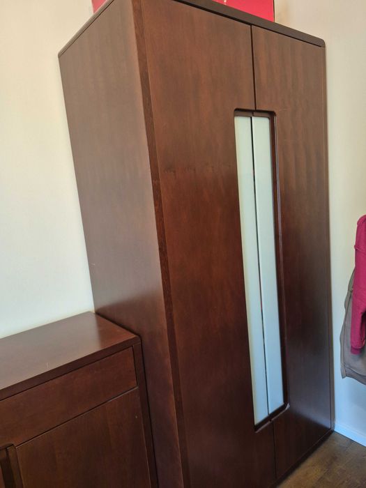 Meble drewniane komoda, szafa duza i biblioteczka