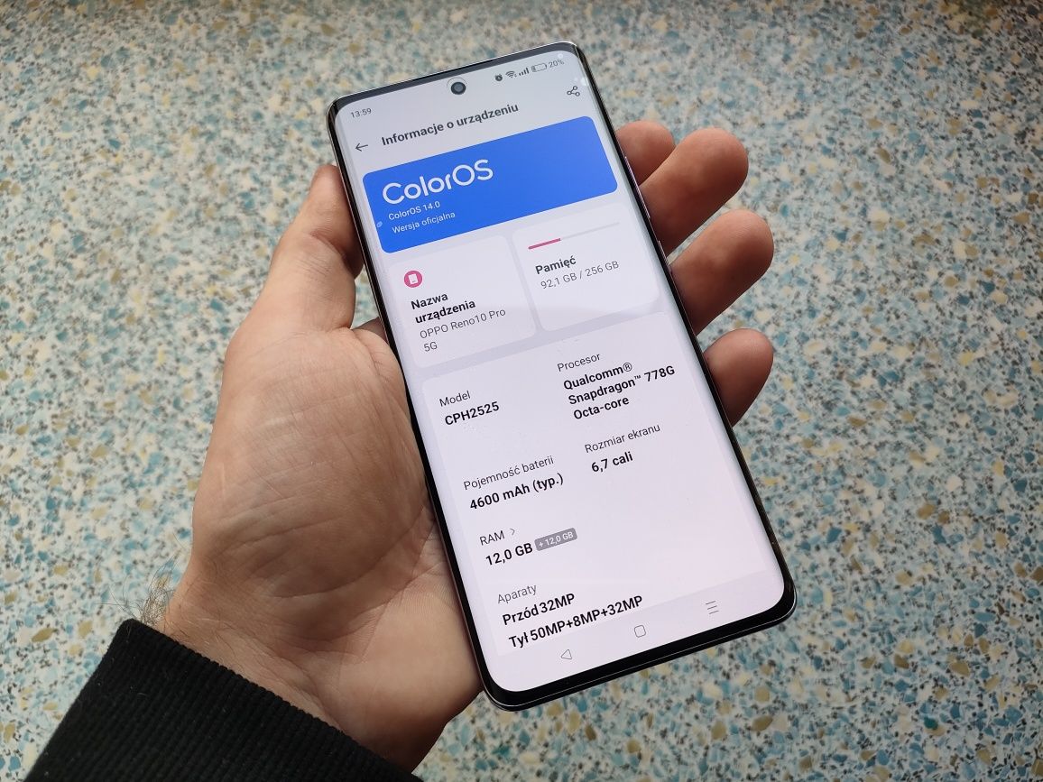 Oppo Reno 10 Pro 5G 12/256 GB Glossy Purple, jak nowy! GWARANCJA!