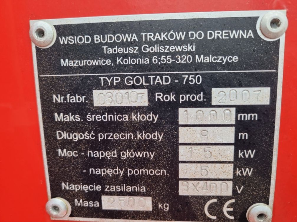 Trak taśmowy Goltad 750 mobilny  jak wood mizer