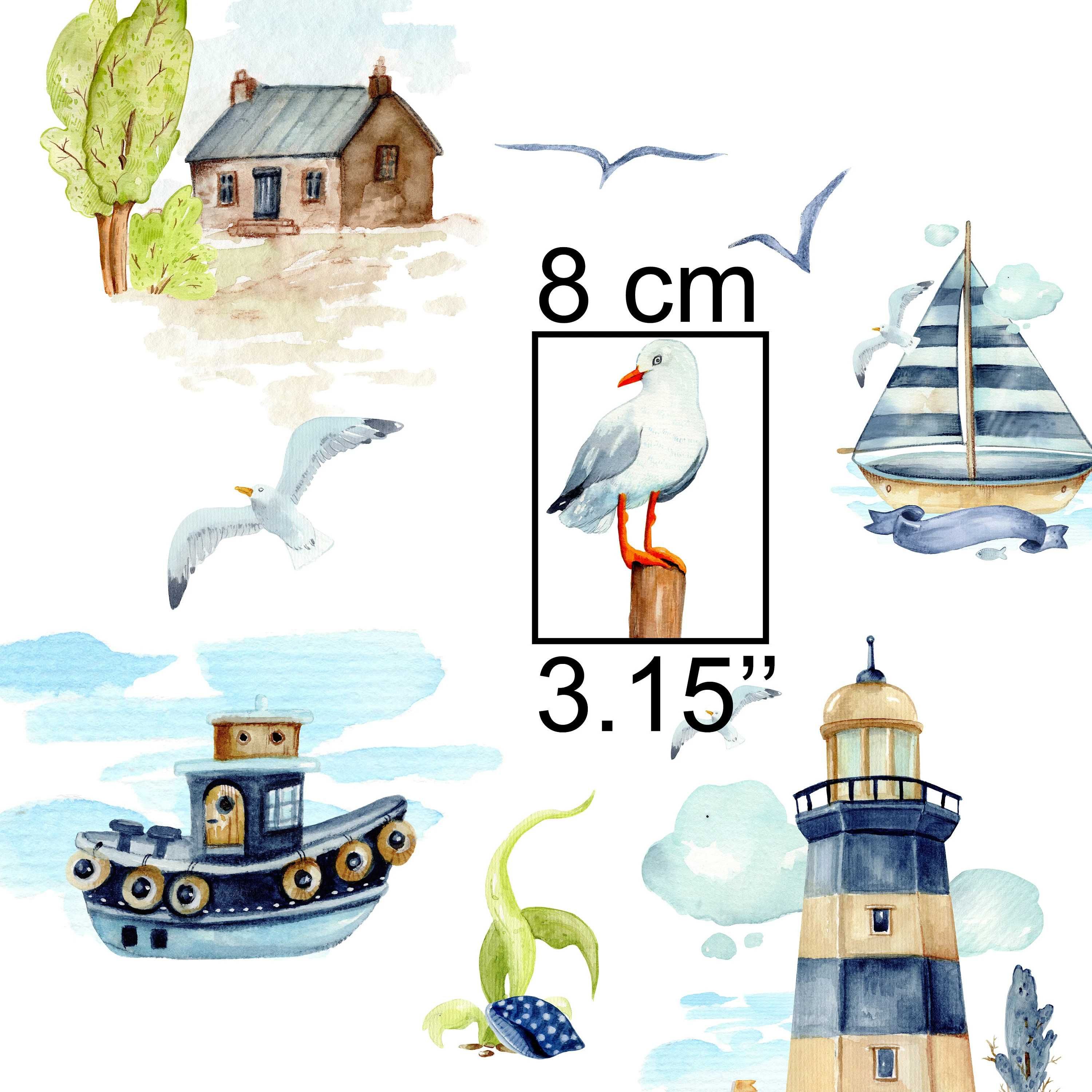 Dzianina Jersey Bawełniany Druk Cyfrowy "Latarnie Morskie 120 x 165 cm