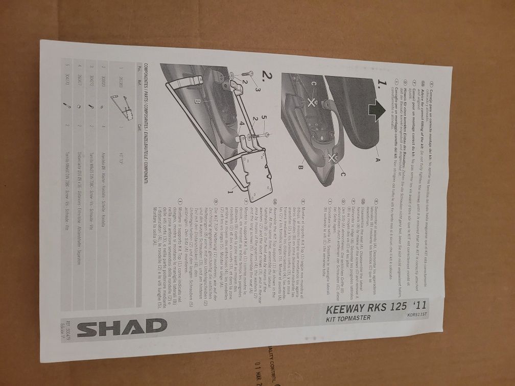 Stelaż kufra centralnego SHAD do KEEWAY RKS