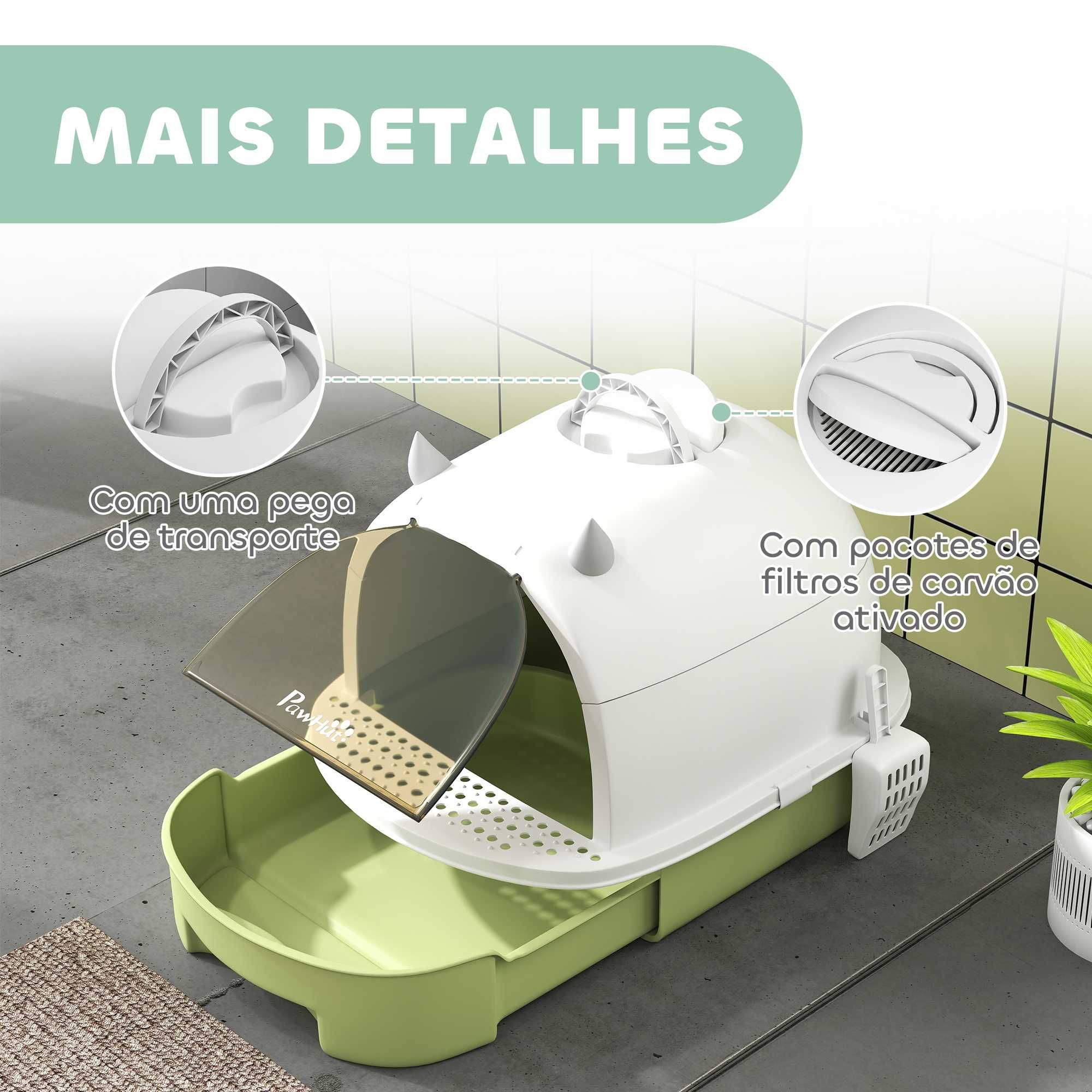 Caixa de Areia Fechada para Gatos – com Tampa, Filtros de Carvão e Pá
