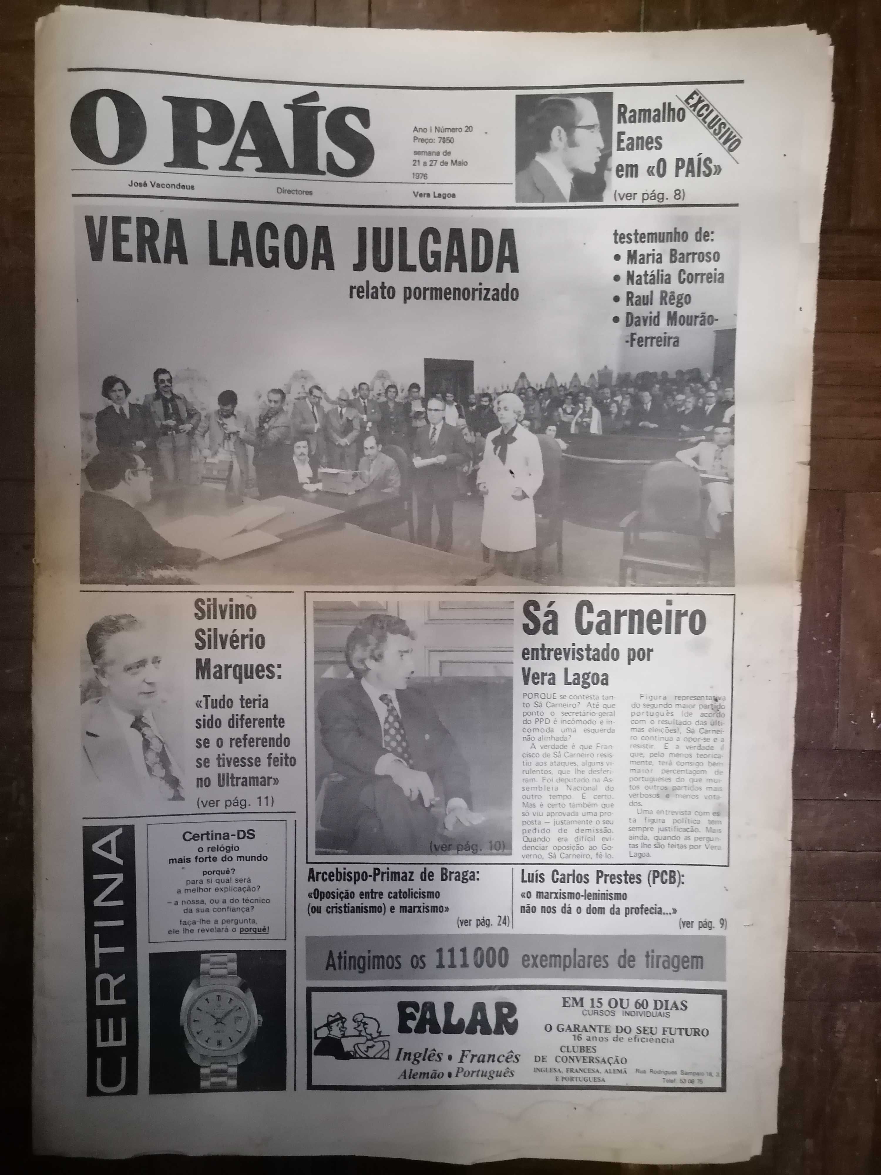DR. SÁ CARNEIRO Grande Entrevista a Vera Lagoa 1976 Jornal O PAÍS