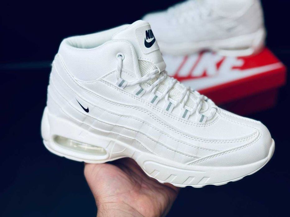 мужские зимние кроссовки найк белые на меху супер тёплые кросовки nike