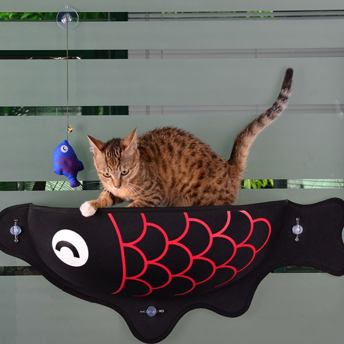 Legowisko dla Kota Hamak Okno Czarne 56x18x20 Przyssawka