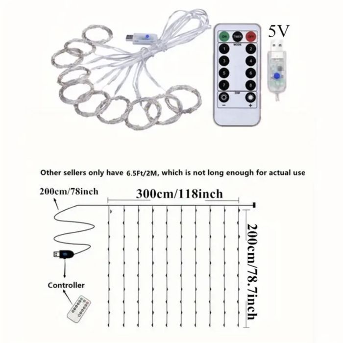 Гірлянда штора 3х2 м | Різдвяна прикраса