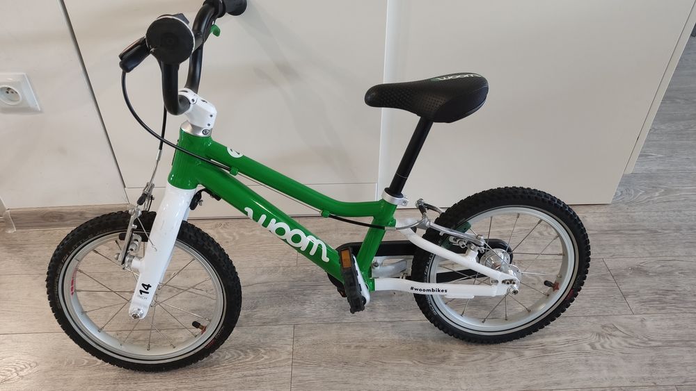Rower dziecięcy woom 2 zielony 14 cali.
