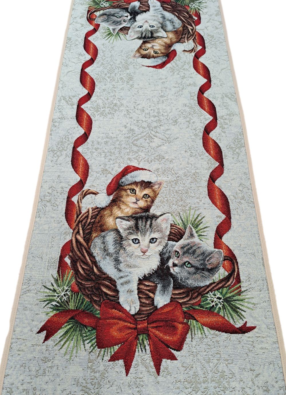 Bieżnik gobelinowy świąteczny z kotkami 40x100 cm 997 kotki
