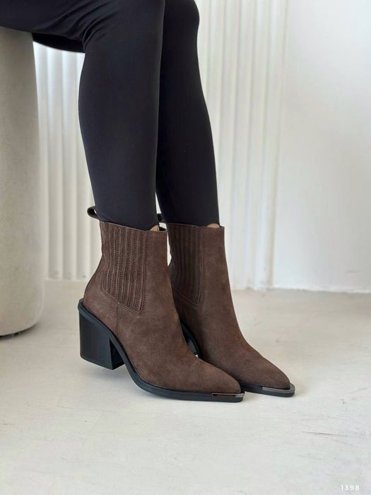 Черевики козаки шоколад натуральна замша