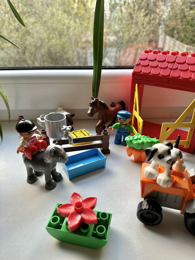 Klocki Lego duplo farma unikat stajnia konie owca pies traktor siewnik