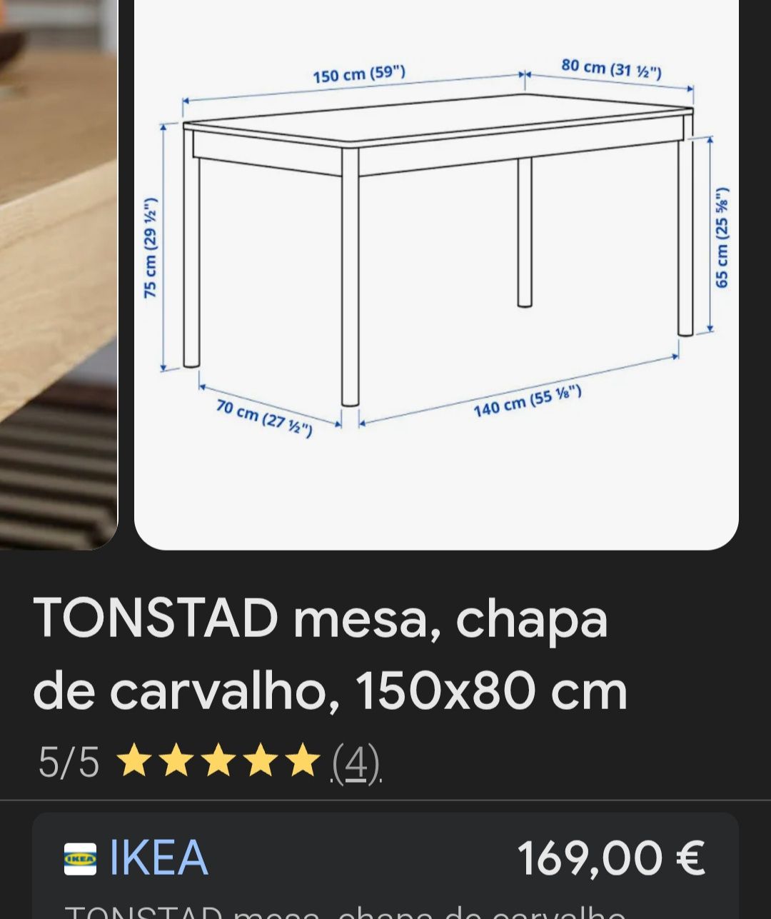 Mesa de sala e cadeiras IKEA