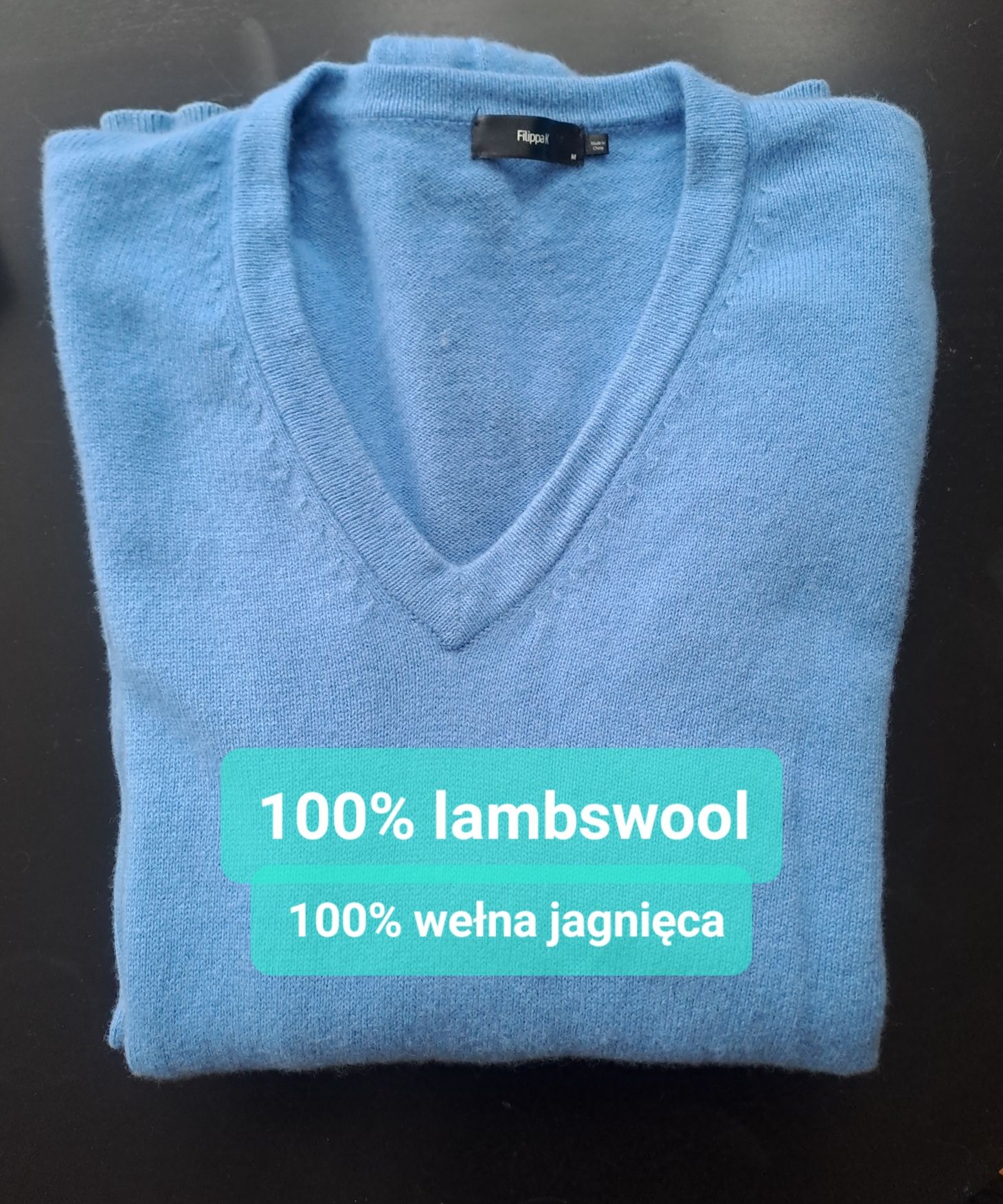Męski sweter sweterek Flippa K 100% wełna jagnięca lambswool r.M