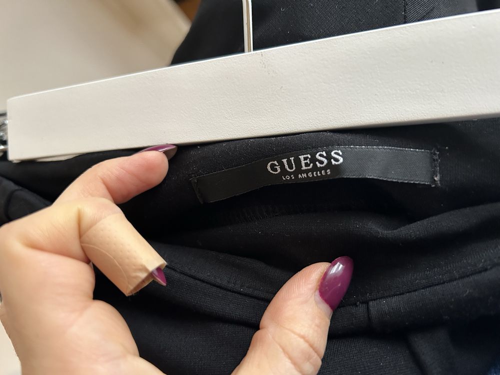 legginsy Guess czarne damskie S wysoki stan na suwak eko skóra zamsz