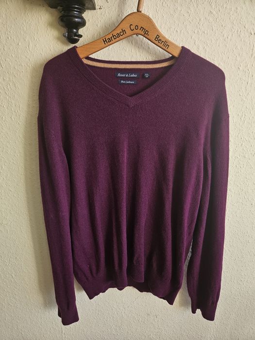 Sweter 100% kaszmir męski fiolet XXL