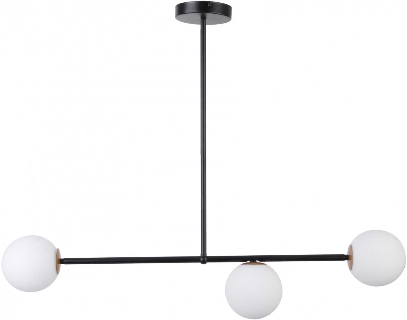 Lampa sufitowa czarna białe kule nowoczesna do łazienki kuchni sypialn