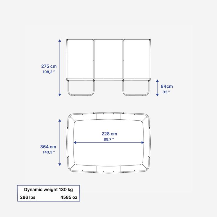 TRAMPOLIM RETANGULAR 520 COM REDE DE PROTEÇÃO