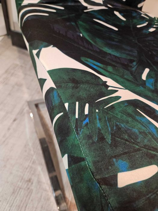 Pokrowce na krzesła wzór liście elastyczne uniwersalne 4 sztuki