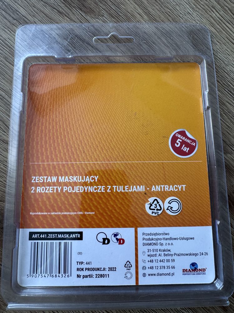 Zestaw maskujacy 2 rozety pojedyncze z tulejami - ANTRACYT