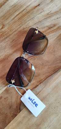 Okulary przeciwsłoneczne damskie muchy fioletowo brązowe uv