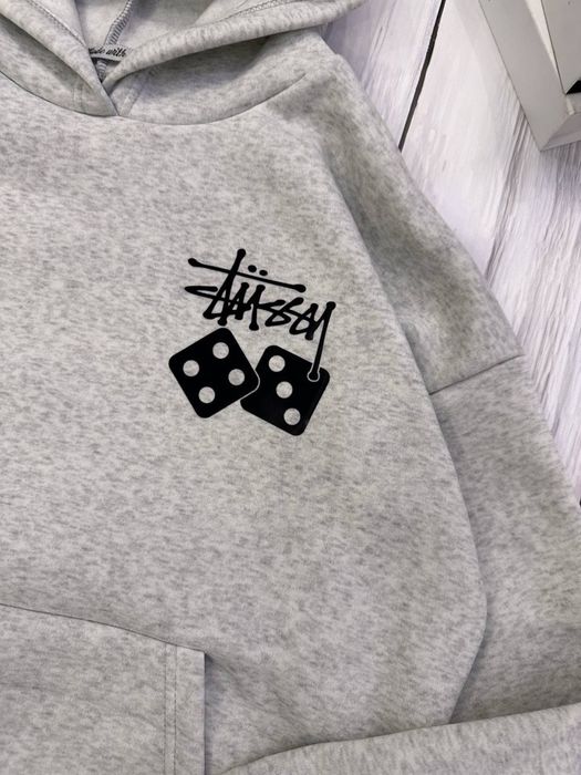 Тепле худі на флісі, оверсайз худі, стусі, stussy