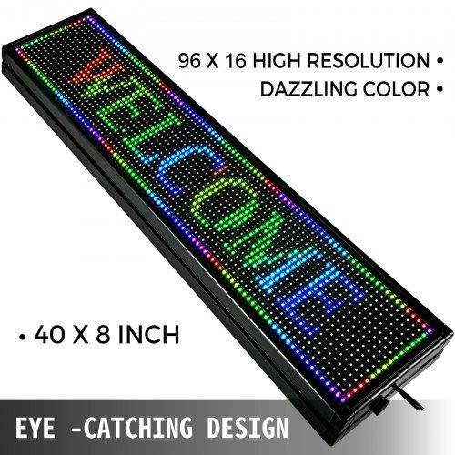 40 x 8 polegadas LED Sinal de rolagem Cor 10mm LED Sinal iluminado