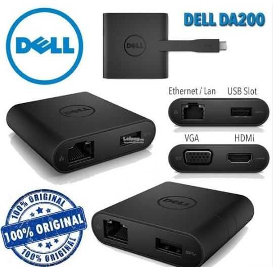 dell da200 порт-реплиткатор USB-C на HDMI-VGA-Ethernet-USB 3.0